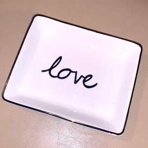 “Love” White & Gold Ring Dish